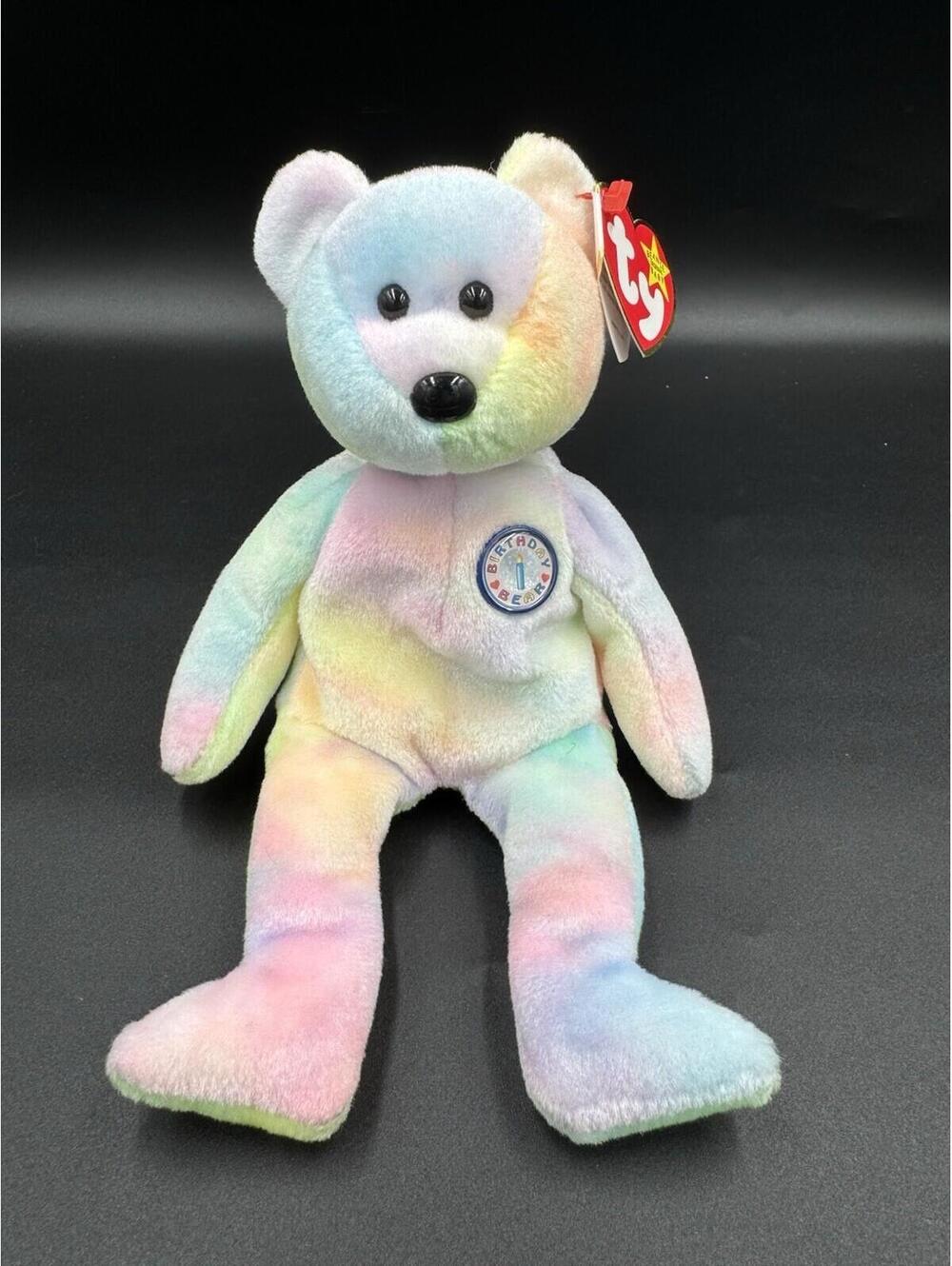 Ty Beanie Babies Baby Happy Birthday B B Bear Tie Dye Pastel Plush Toy 8"NWT Exc
